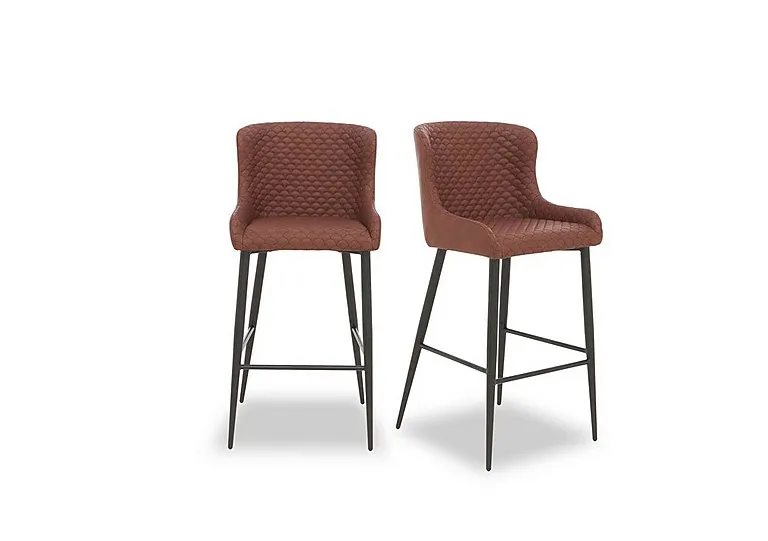 Hanoi Pair of Faux Leather Bar Stools