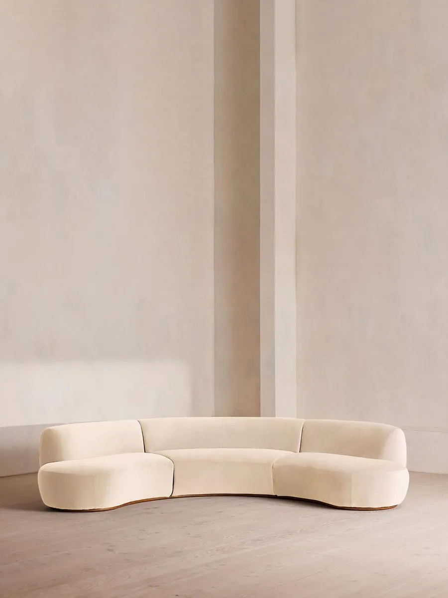 Aline Serpentine Modular Sofa, Four Seater, Porcelain Velvet