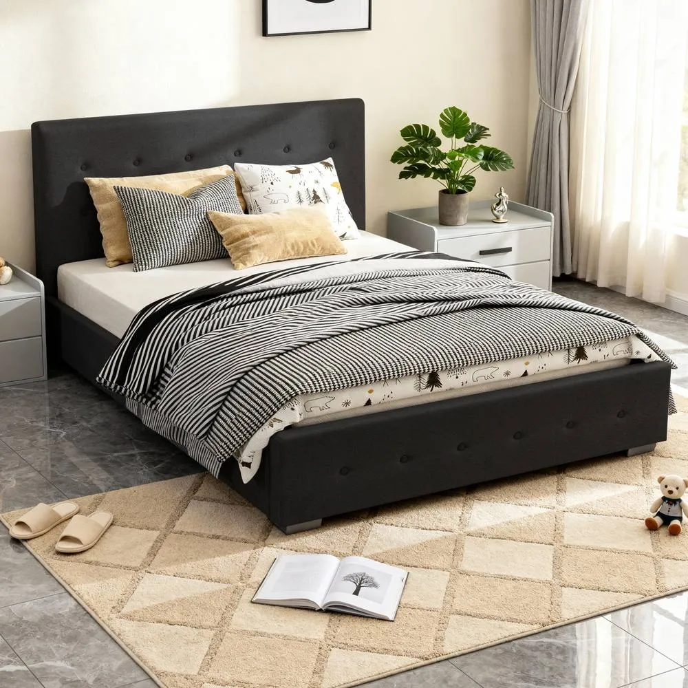 Comfy Living Ltd Fabric Ottoman Storage Gaslift Bedframe in Black