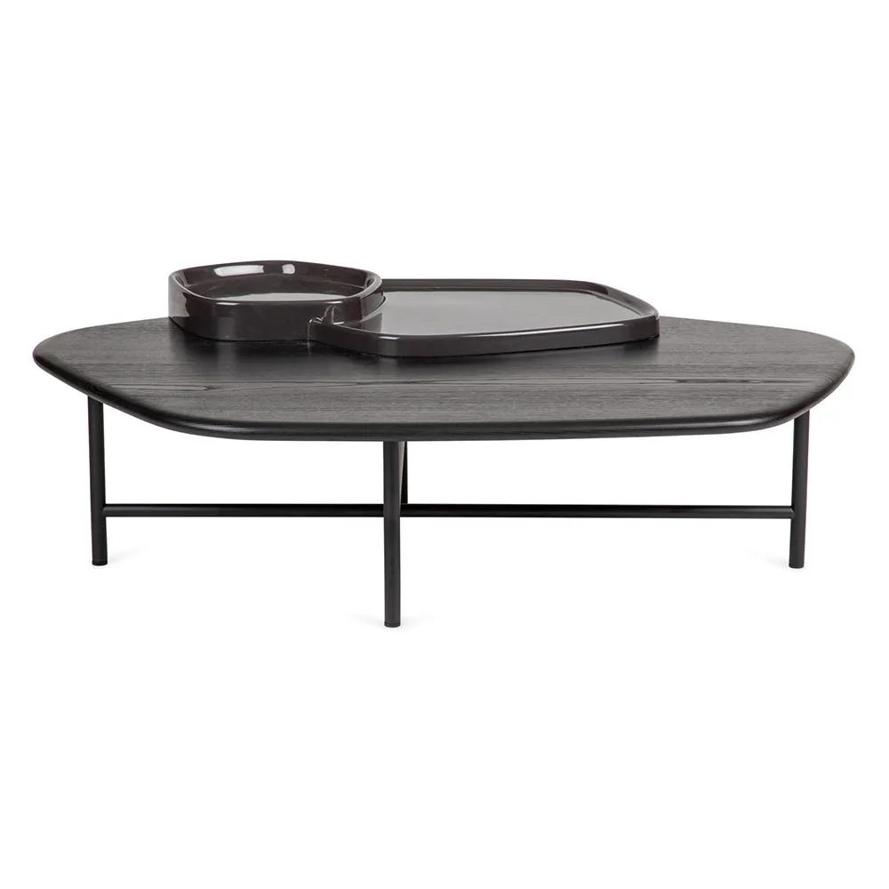 Ligne Roset Lewa Low Coffee Table Black Stained Ash Top Black Cermaic Holder 2