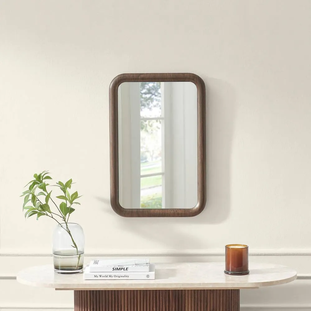 FurnitureboxUK Line Walnut Wood Medium Rectangle 60x40cm Wall Mirror 2