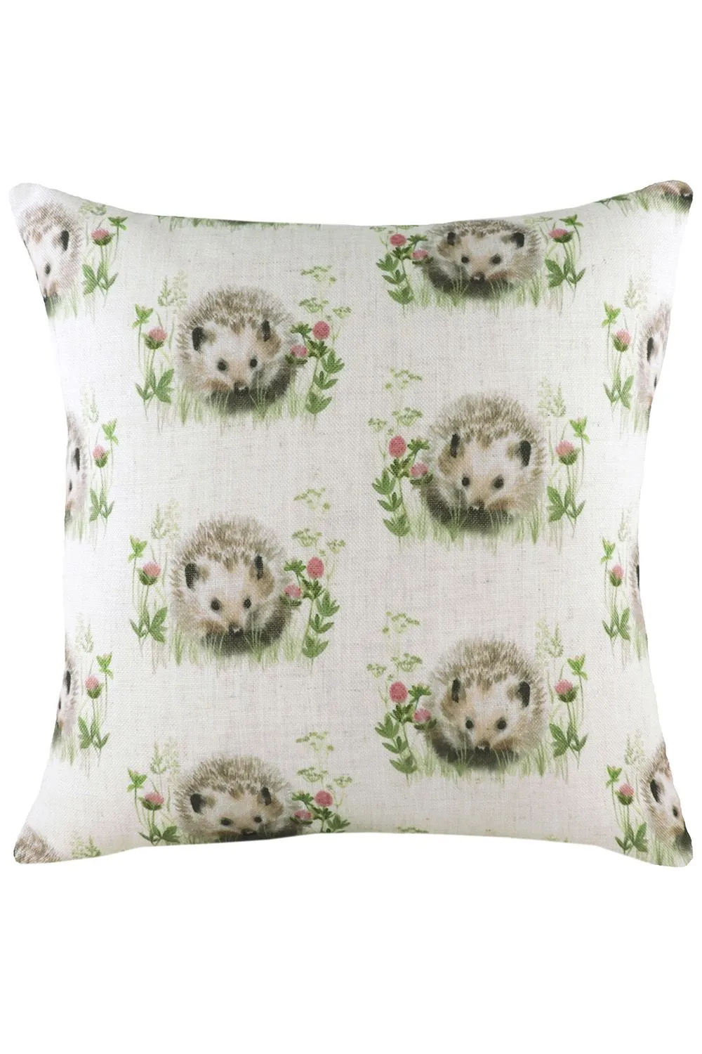 Evans Lichfield Hedgerow Hedgehog Hand-Painted Watercolour Repeat Printed Cushion