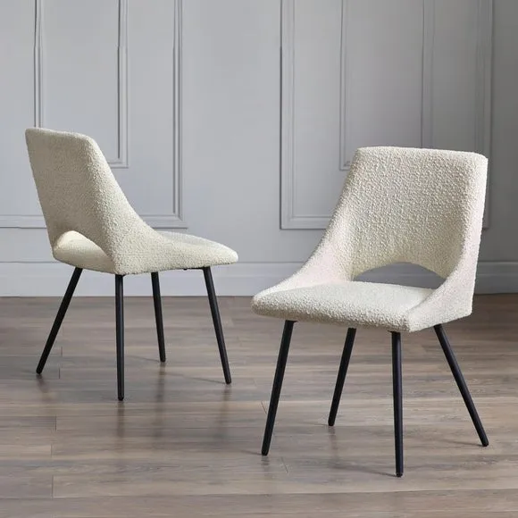 Iris Set Of 2 Dining Chairs, Boucle