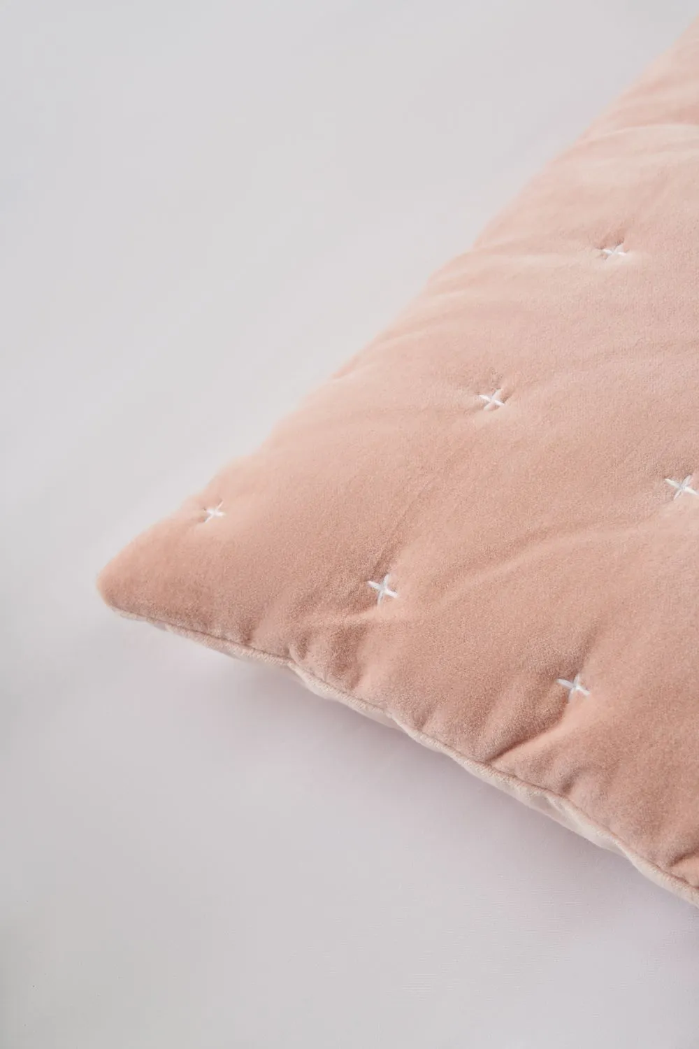 BHS Cross Stitch Quilted Cushion in Pink 2