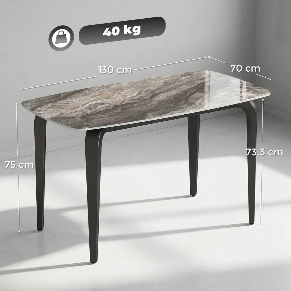 HOMCOM Dining Table for 4, Kitchen Table with Sintered Stone Tabletop in Brown 3