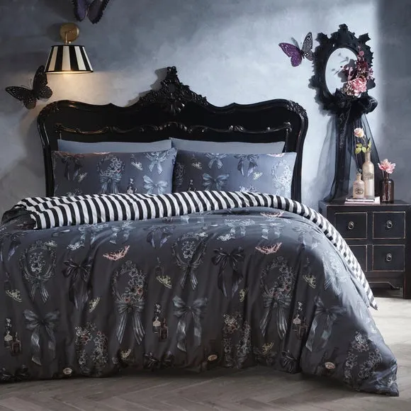 Fusion Bows Noir Polycotton Duvet Cover & Pillowcase Set 1