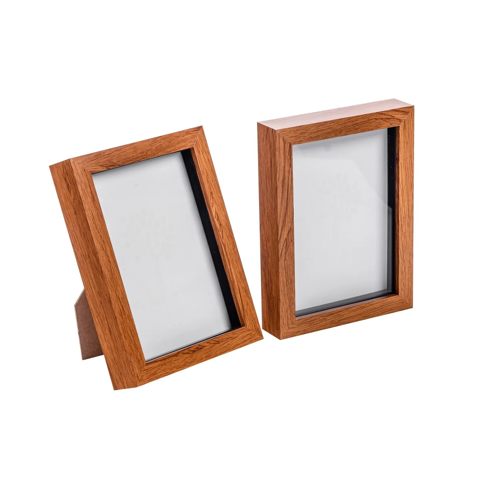 Nicola Spring 3D Box Photo Frames - 5 x 7" - Pack of 2 in Dark Brown 1