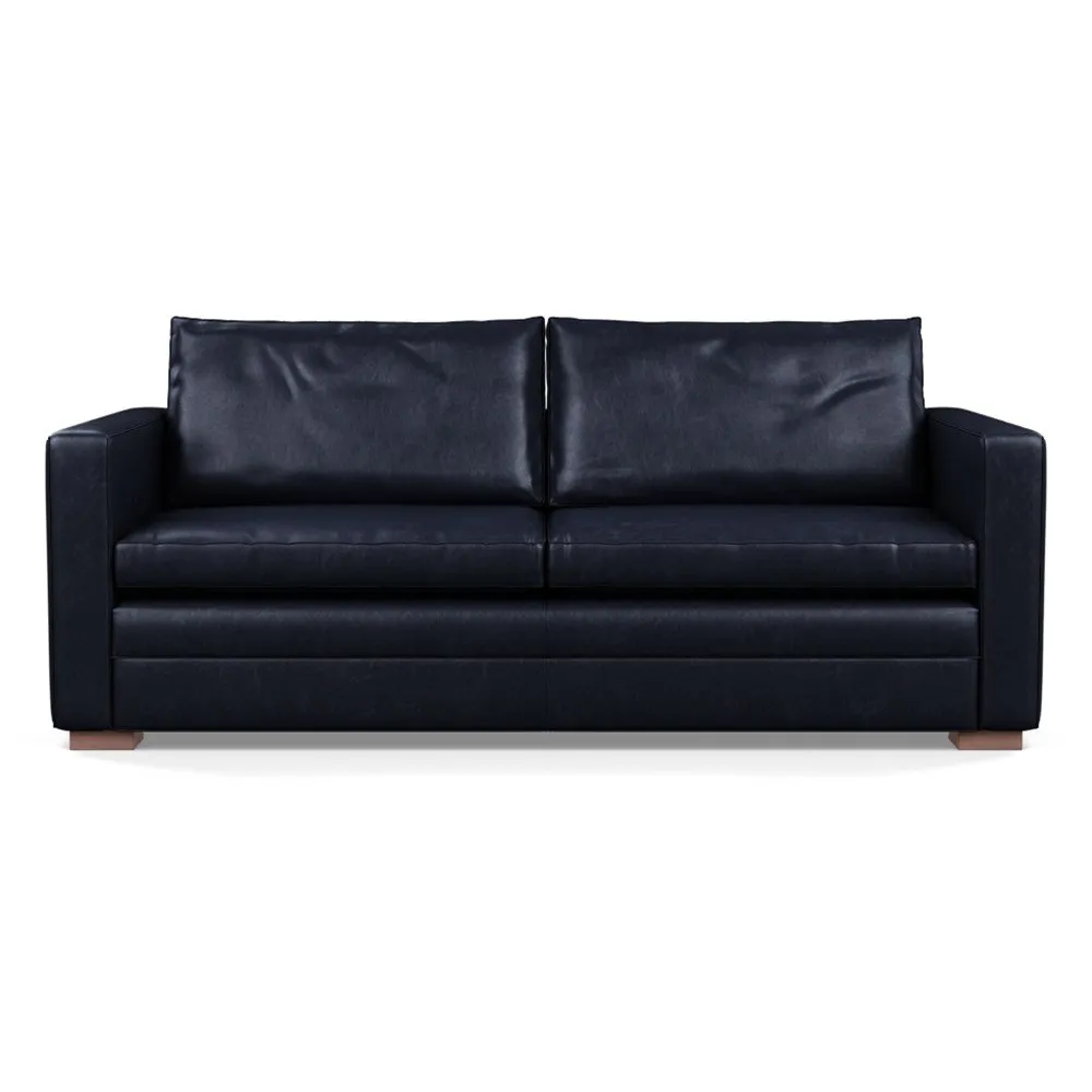 Heal's Palermo 3 Seater Sofa Stonewash Leather Black 263 Walnut Feet 1