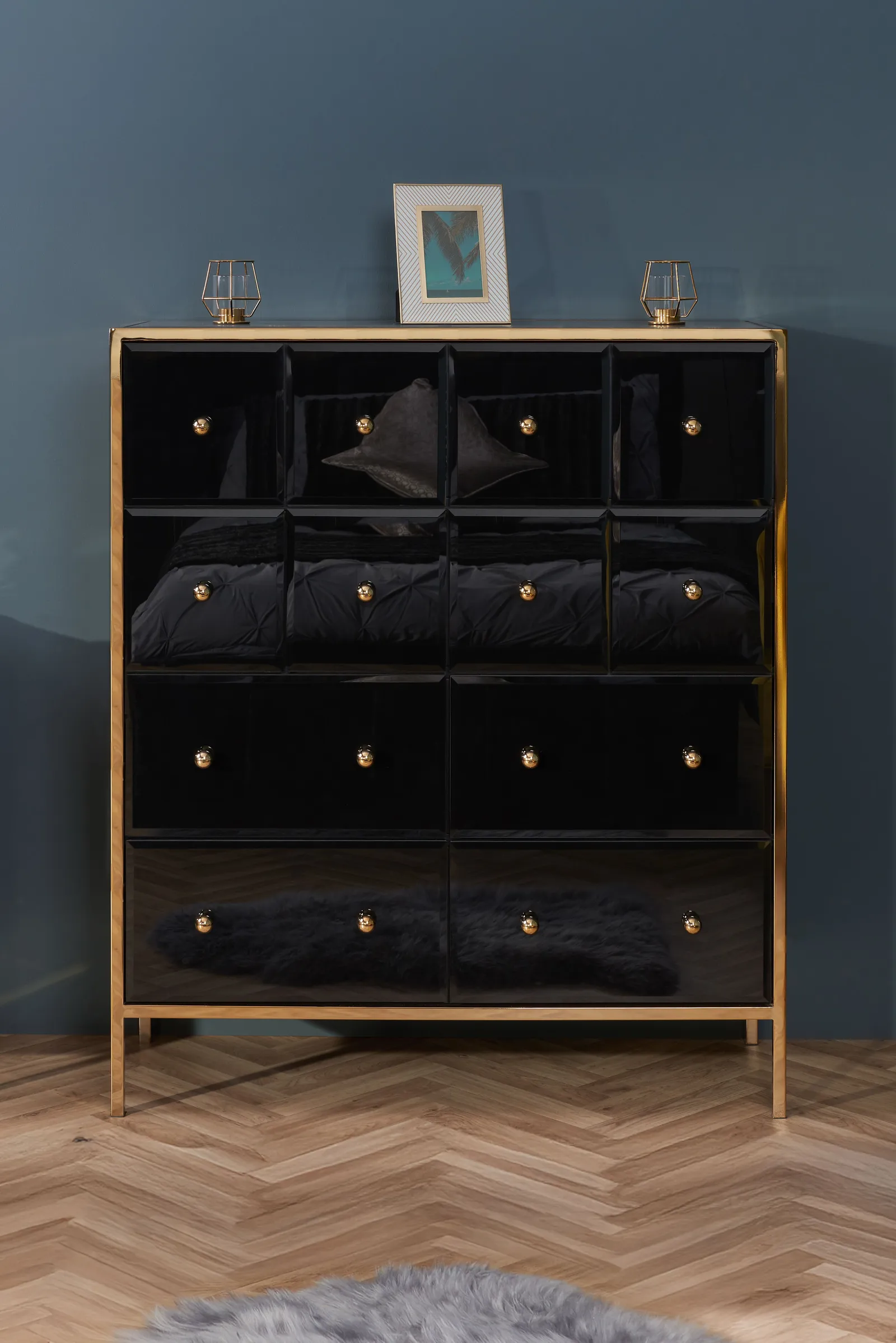 Birlea Fenwick Merchant Chest Black & Gold