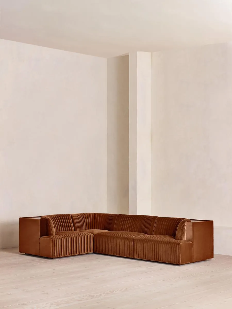 Hamish Modular Sofa, L-Shape Sofa, Velvet, Cinnamon