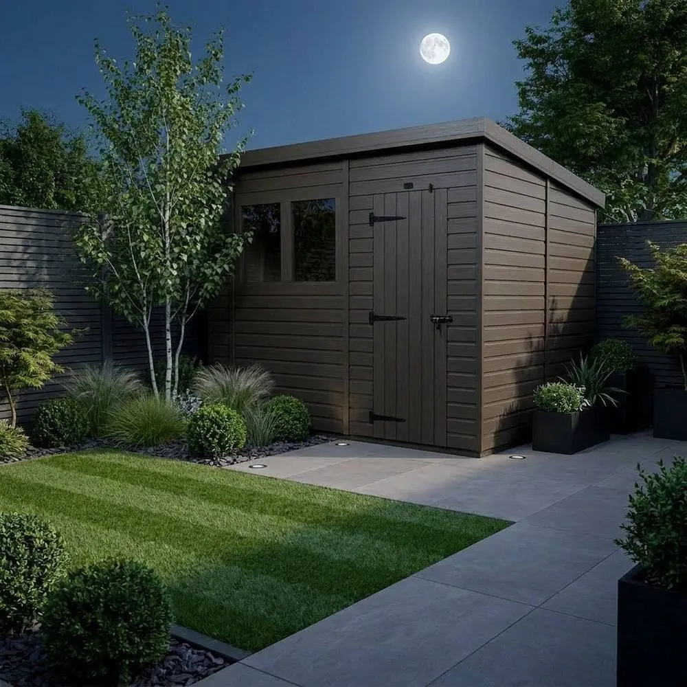 Buttercup Farm 10ft x 10ft Composite Pent Garden Shed Single Door With Windows - Grey 3