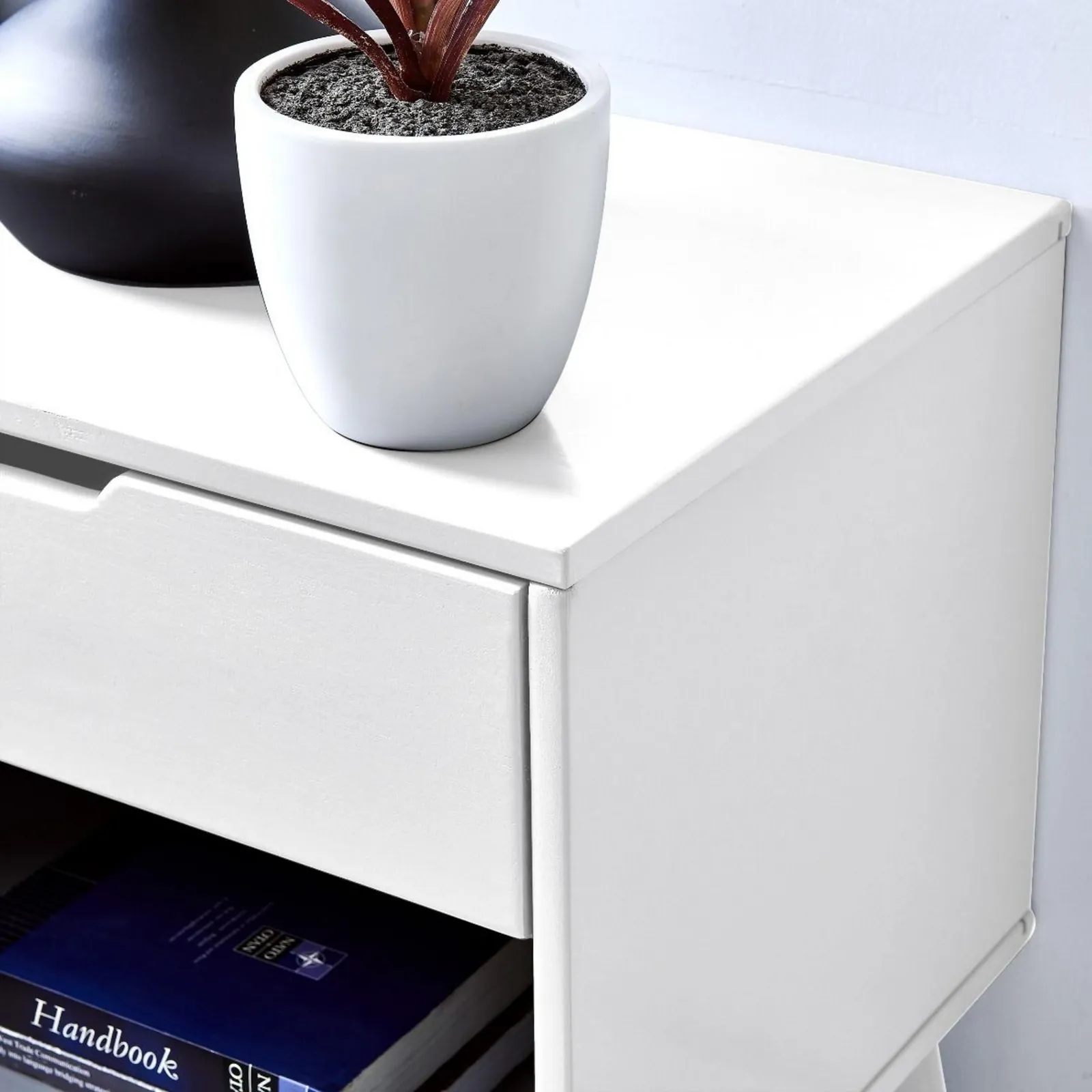 FurnitureboxUK Alma Matte Painted Wooden bedside Table With Single Drawer & Storage Space in White 3