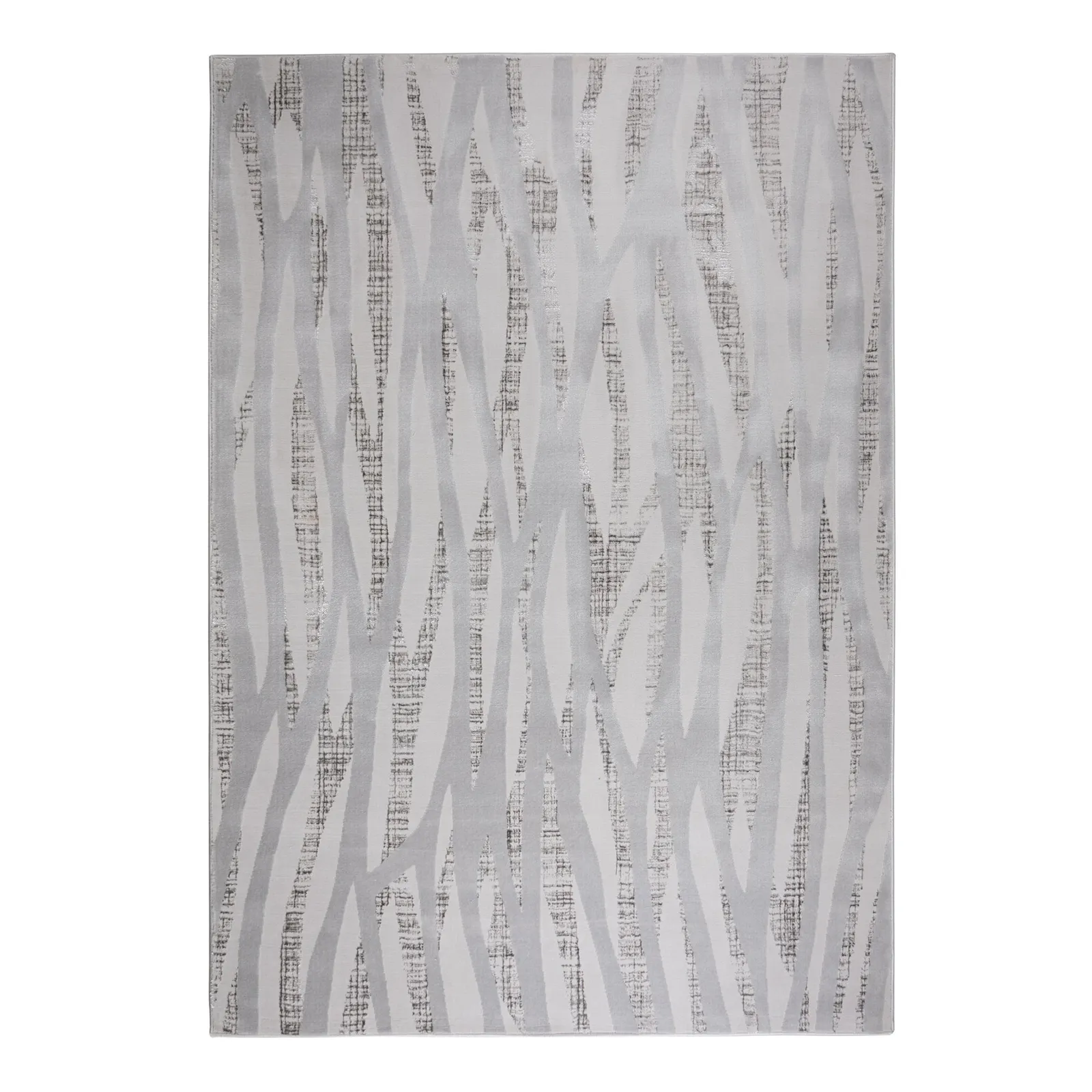 Linear Luxe Silver Rug Silver and White