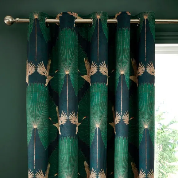 Luxe Crane Velour Eyelet Curtains 1