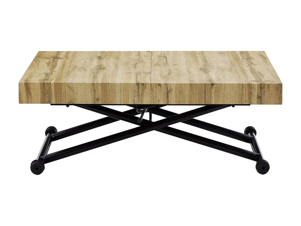 Vente-unique Extendable & Adjustable 2 - In - 1 Table - MDF & Steel - Natural in Black 2