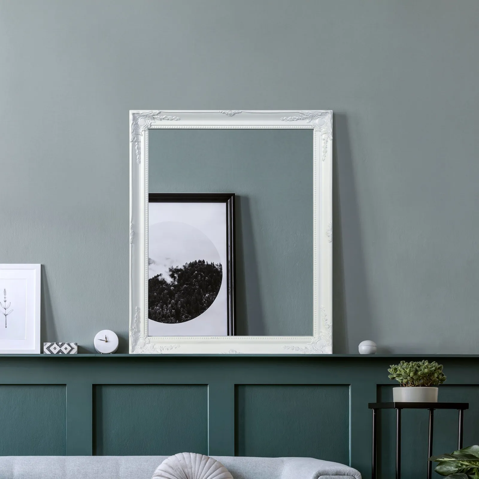 MirrorOutlet Fraser White Small Beaded Mirror 61cm x 51cm