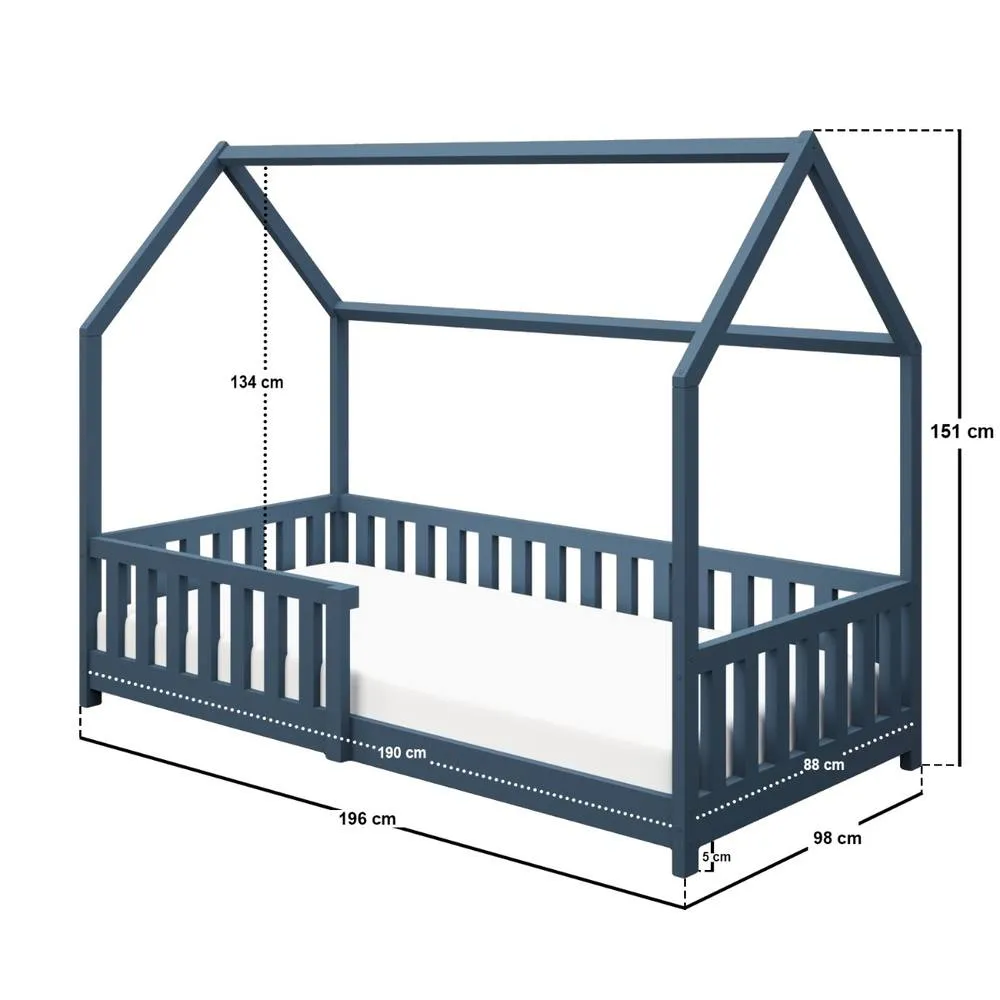 Flair Explorer Wooden Playhouse Bed with Rails in Navy 5