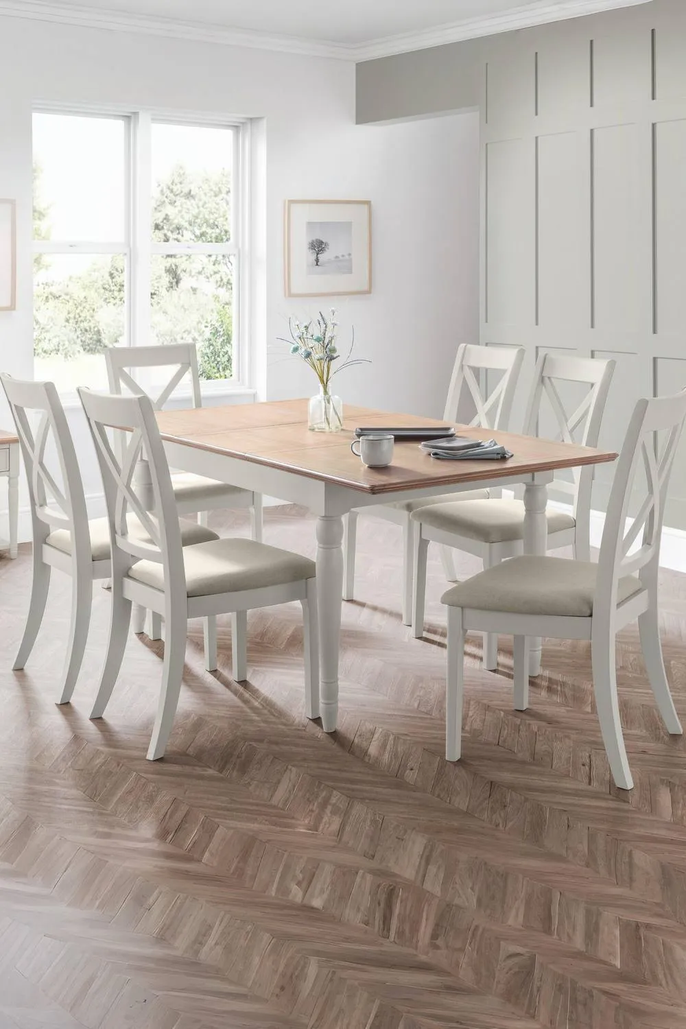 Julian Bowen Provence Rectangular Extending 4-6 Seater Dining Table in Light Grey 5