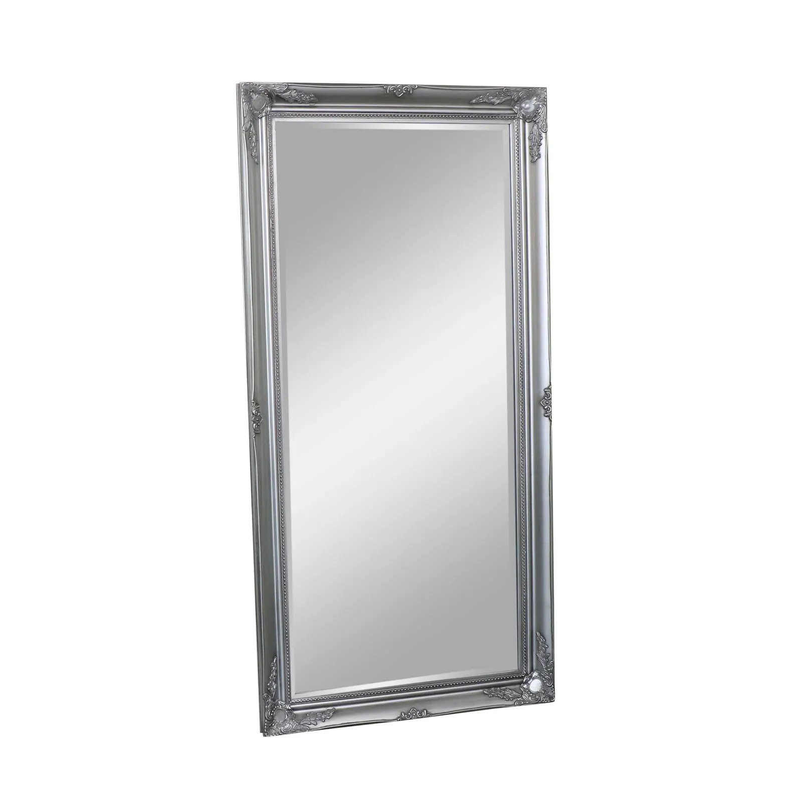 Melody Maison Large Ornate Silver Wall / Floor / Leaner Mirror 158cm X 78cm in Metallic Silver 6
