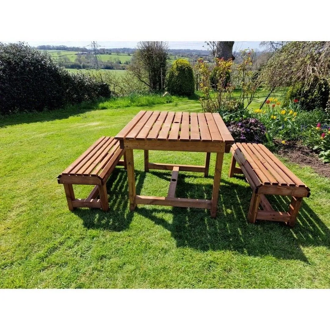 Churnet Valley Garden Furniture Ltd Contemporary 4 Seater Table & Bench Set - Timber - Fully Assembled in Brown