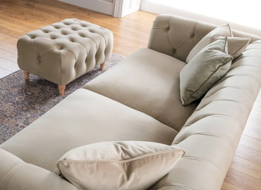 The Great Sofa Company Kensington 3-Seater Velvet Chesterfield Sofa in Cream 5