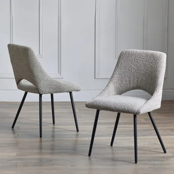 Iris Set Of 2 Dining Chairs, Boucle