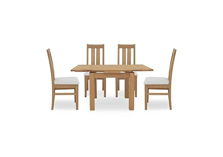Augusta Draw Leaf Extending Dining Table and 4 Wooden Slatted Back Chairs