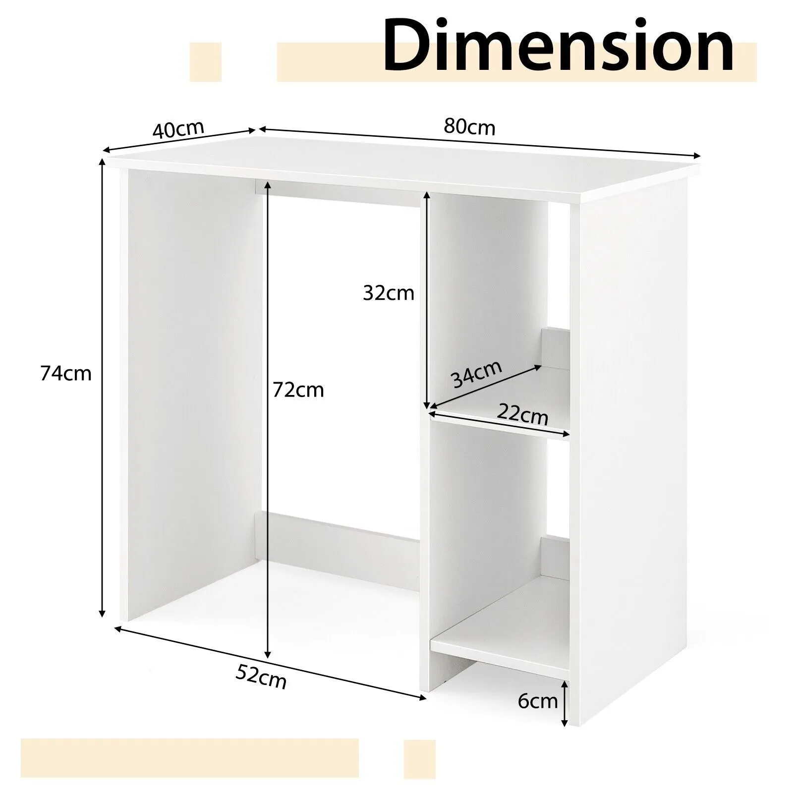 Costway Small Computer Desk Home Office Desk Modern Study Writing Desk in White 2