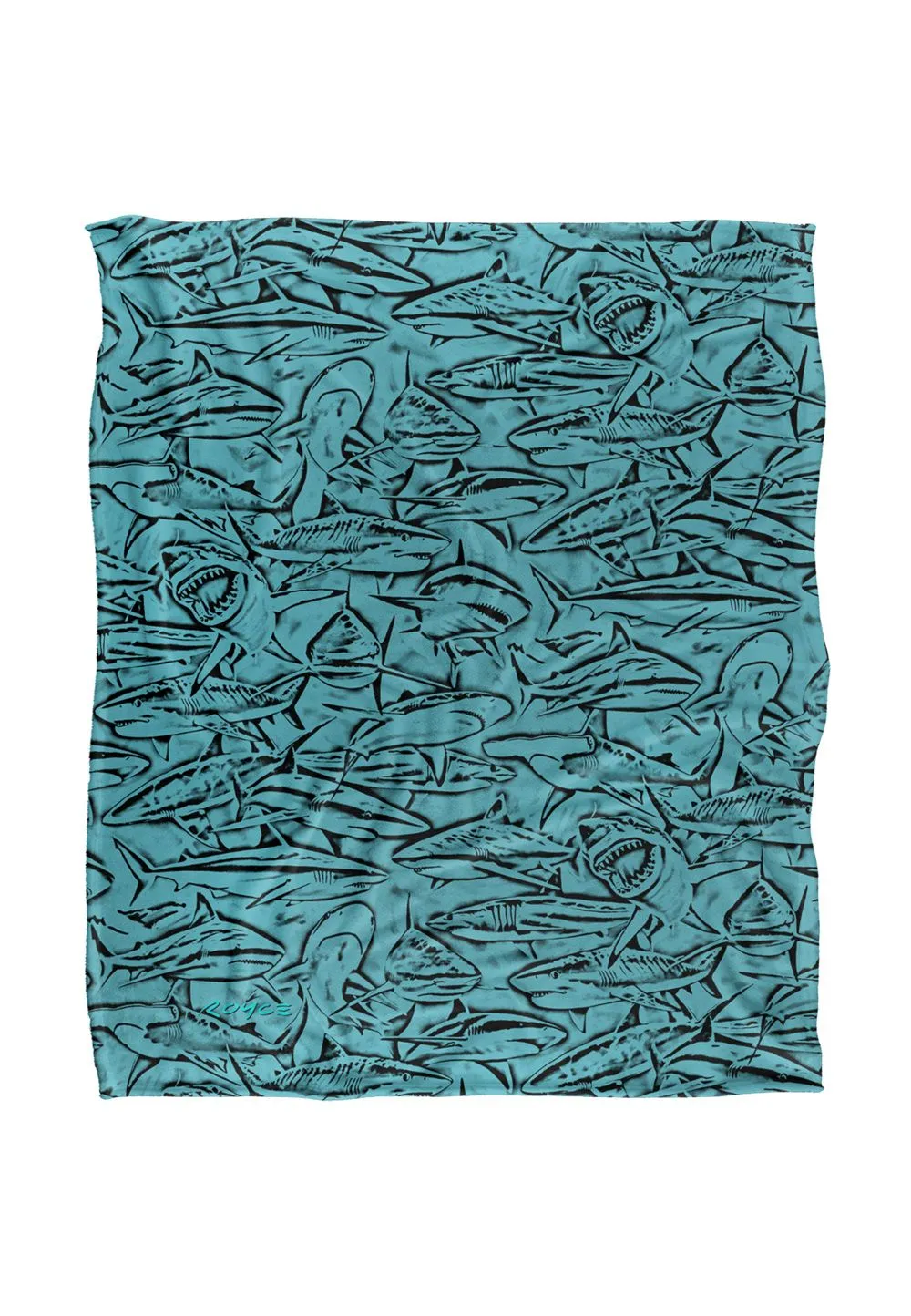 JQ Licensing Royce Mcclure Great White Shark Woodcut Pattern Silky Touch Super Soft Throw Blanket 152 X 127 cm