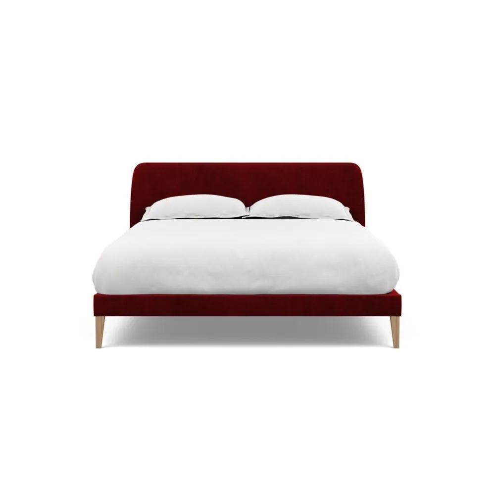 Heal's Wallis Bedstead King Smart Luxe Velvet Mulberry Walnut Feet 1