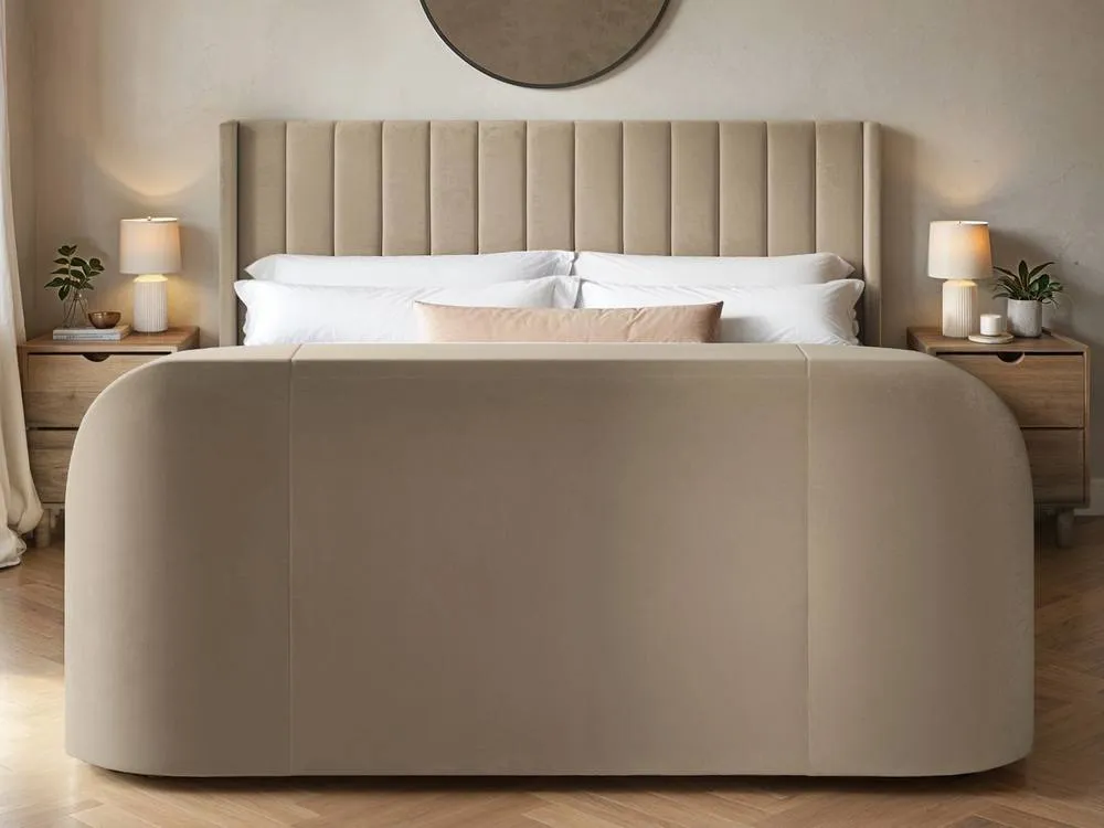 Flair Fallon TV Side Lift Ottoman Bed Beige Velvet 4