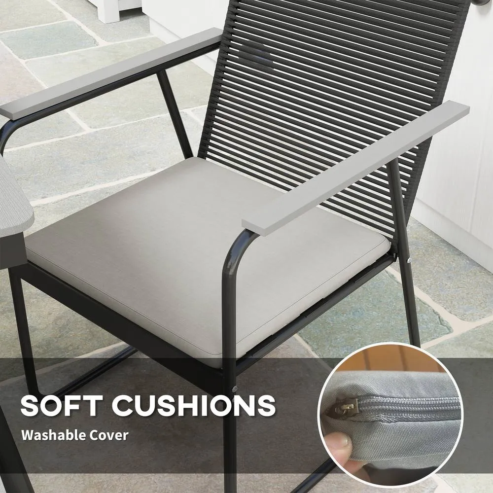 OUTSUNNY 6 Seater Garden Dining Set with Cushions Rattan Backrest in Grey 4