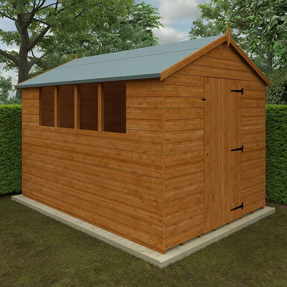 Buttercup Farm 10 x 7 Feet Super Apex 12mm Shed - Solid Wood/Softwood/Pine in Burnt Orange 2