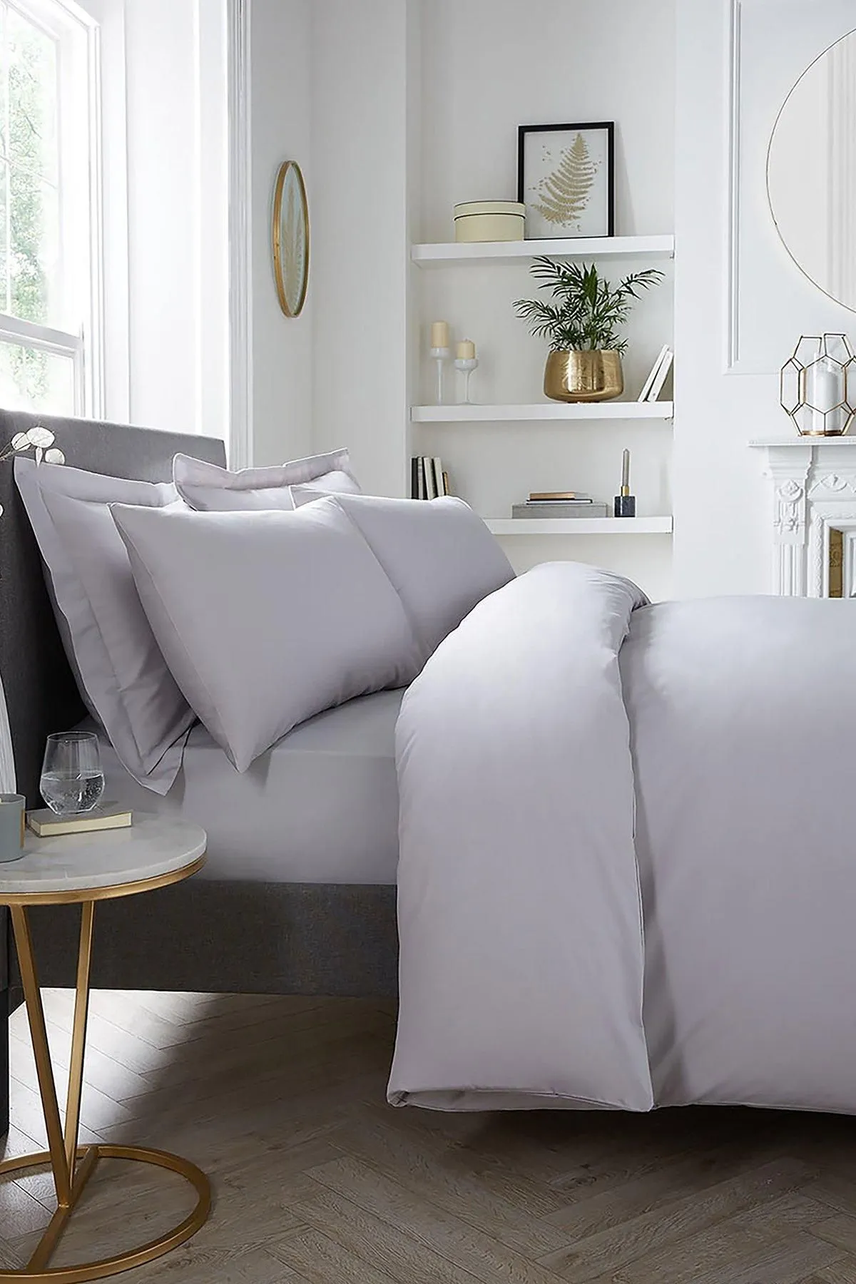 Serene 'Plain Dyed' Soft Touch 32cm Fitted Bed Sheet in Silver | Size: Single