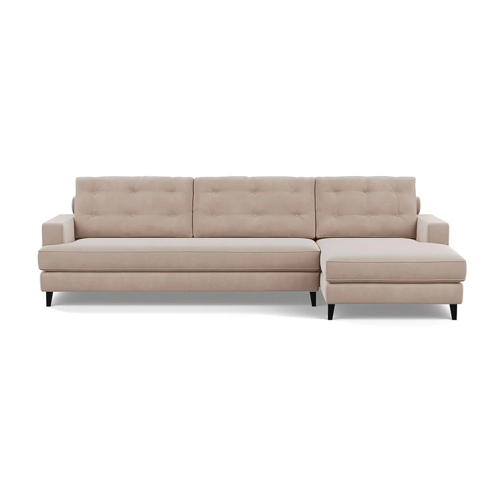 Heal's Mistral Right Hand Facing Corner Sofa Smart Velvet Pebble Black Feet 1