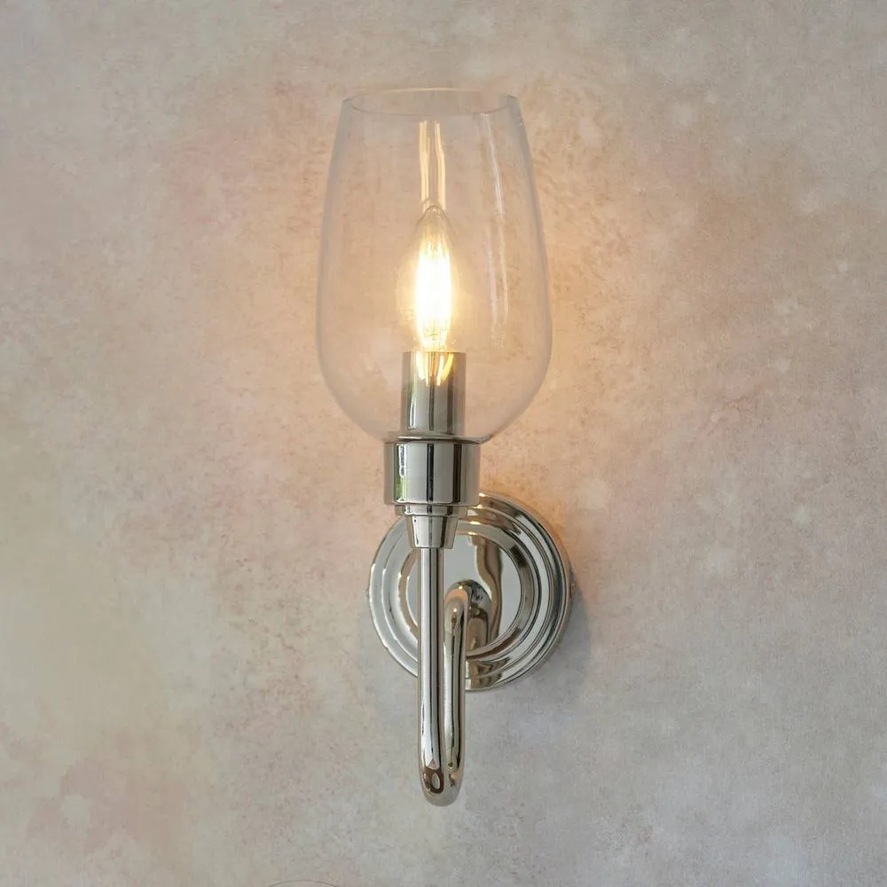Netlighting Livorno Wall Lamp Bright Nickel Plate Clear Glass in Silver 2