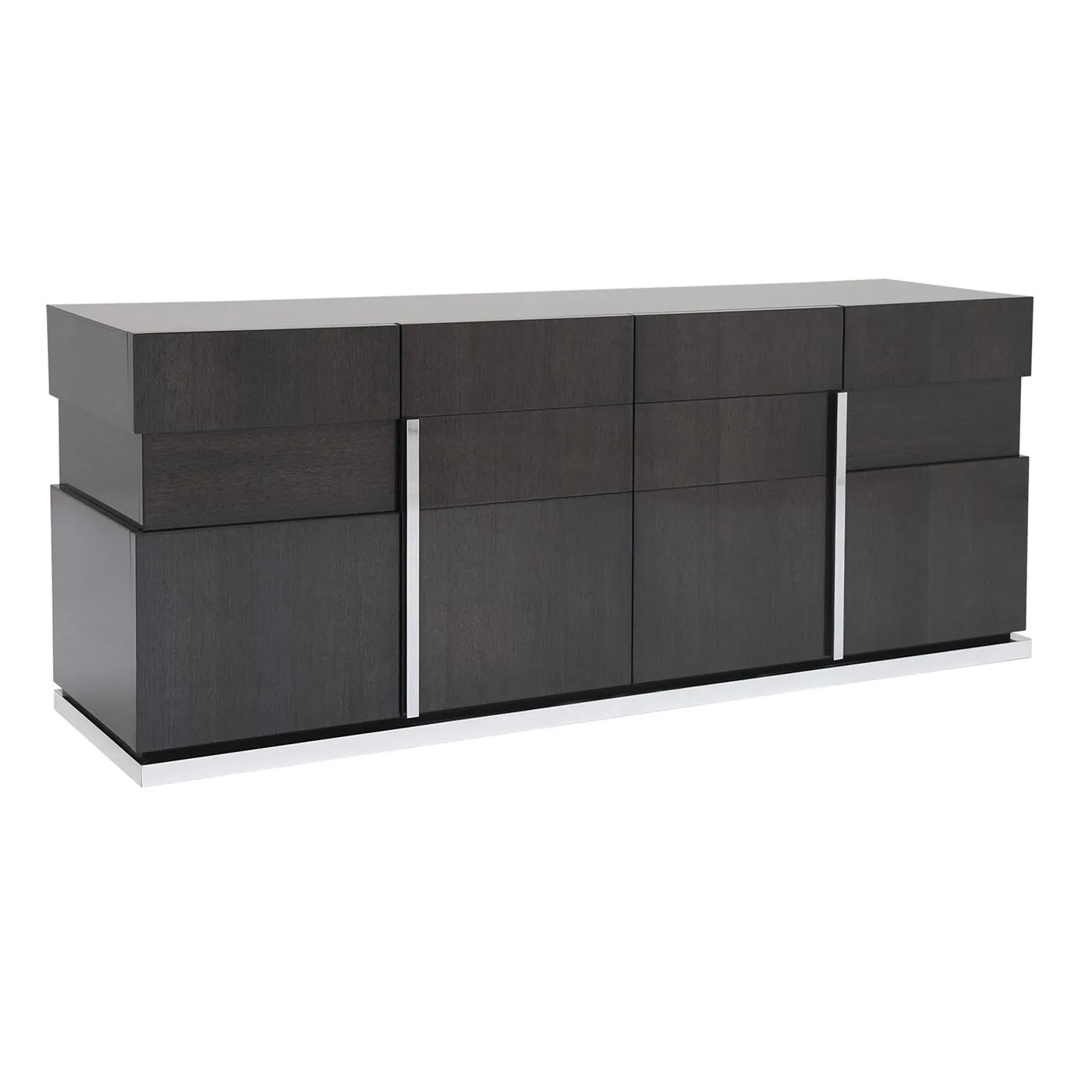 Borgia 4 Door Koto Wood Sideboard, Grey Highgloss