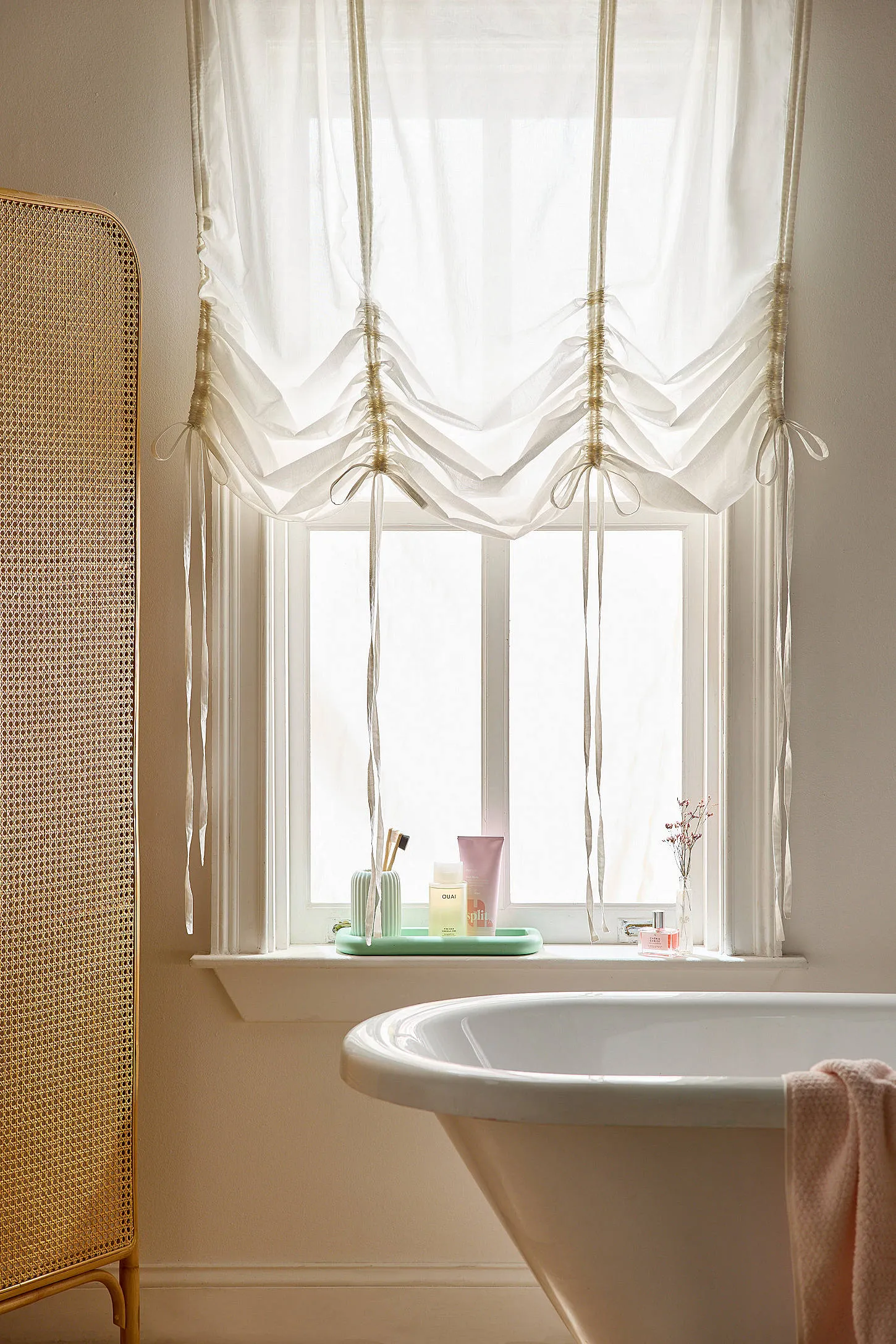 White Valance Tie Bow Curtain - White