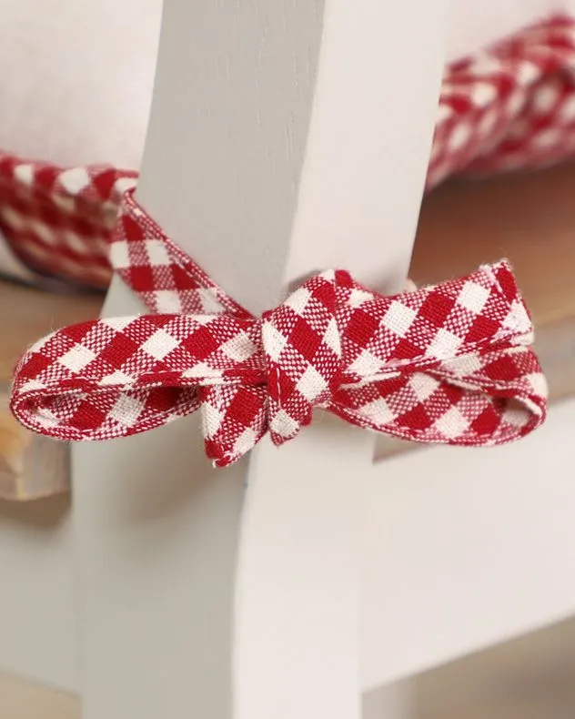 Dibor Set of 2 Traditional Gingham Stag Indoor Outdoor Chair Seat Pad Garden Furniture Cushions L40cm x W40cm in Red 5