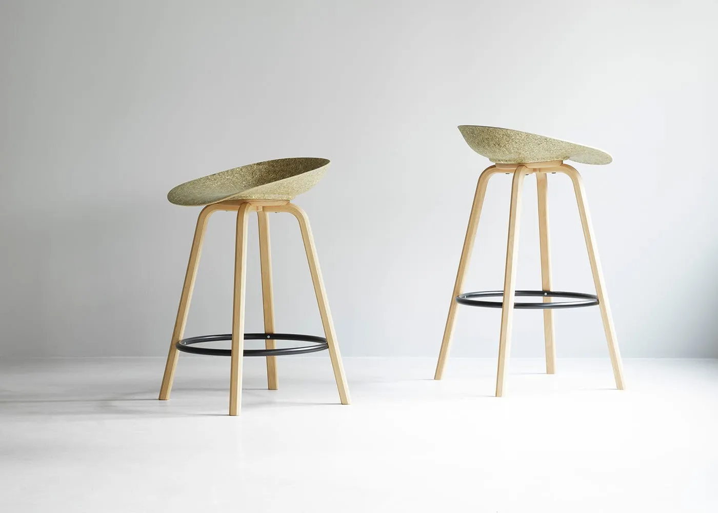 Normann Copenhagen Mat Barstool 65cm Black Steel Base in Seaweed 3