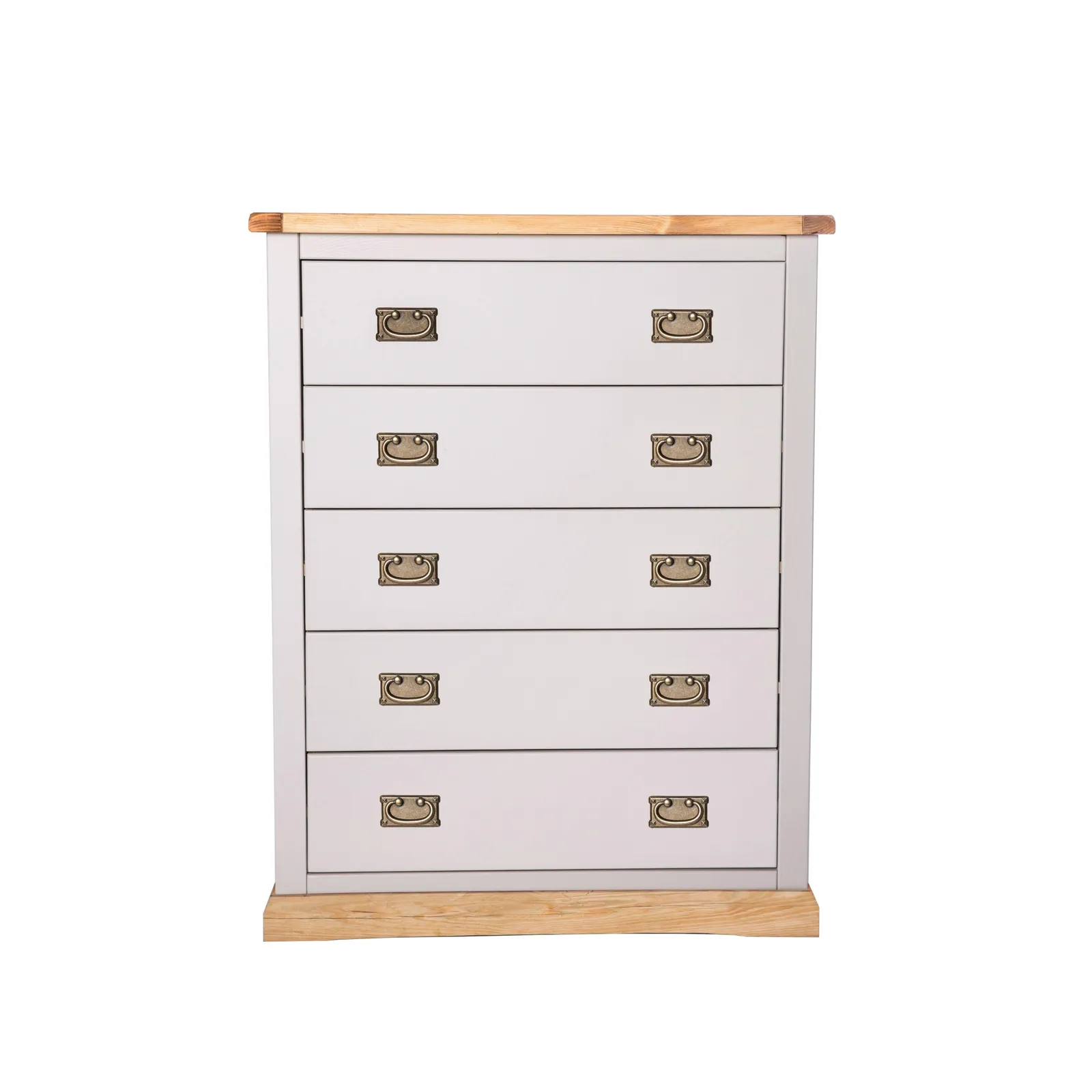 Cabinet Bits Bomporto 5 Drawer Chest of Drawers Bras Drop Handle in Light Grey