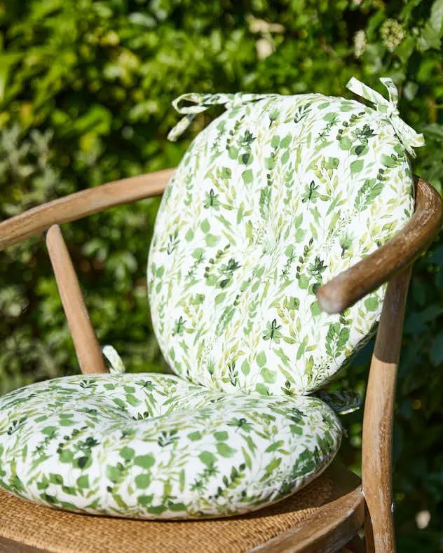 Dibor Set of 2 Green Round Summer Outdoor Garden Chair Seat Pad Cushions Dia 40cm