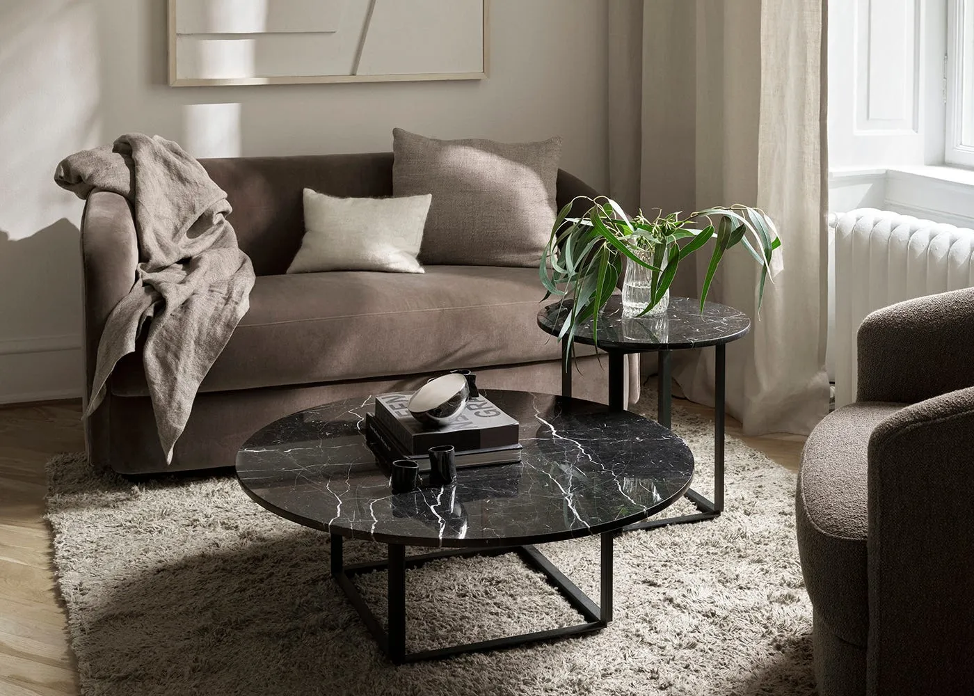 New Works Florence Coffee Table 90cm Black Marquina Black Frame 4