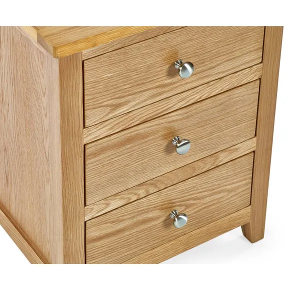 Jenkins 3 Drawer Bedside Table, Oak 5