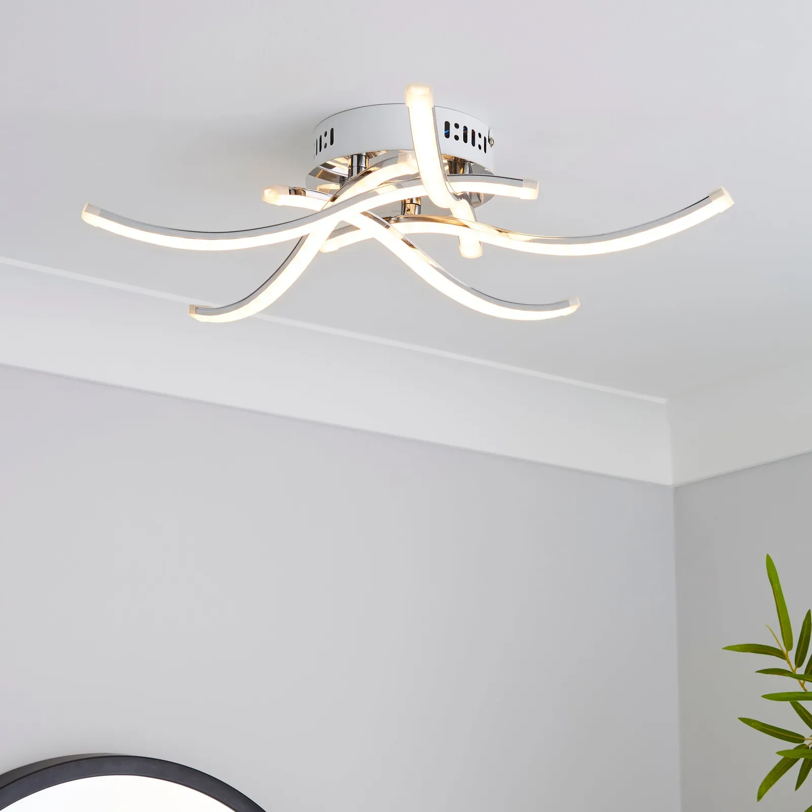 Layla 5 Light Integrated LED Semi-Flush Ceiling Fitting Silver