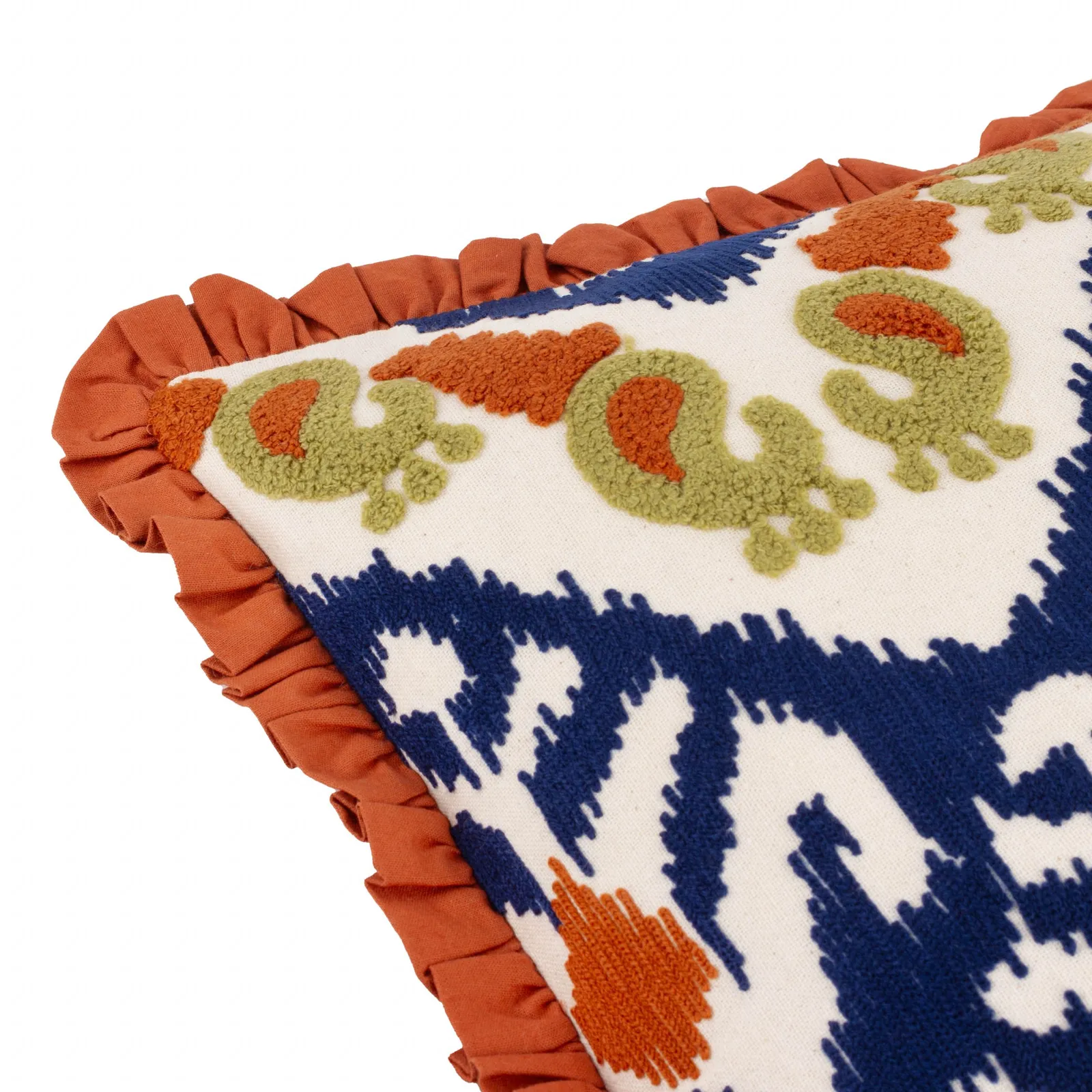 Paoletti Henderson Embroidered 100% Cotton Cushion in Orange 5