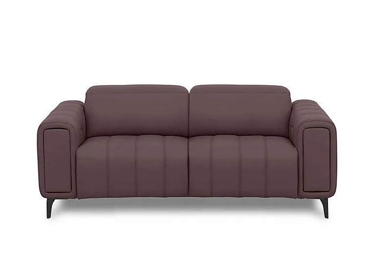 Elphaba Leather 3 Seater Power Recliner Sofa with Storage Arms - Mulberry Cat - Sofas and Armchairs