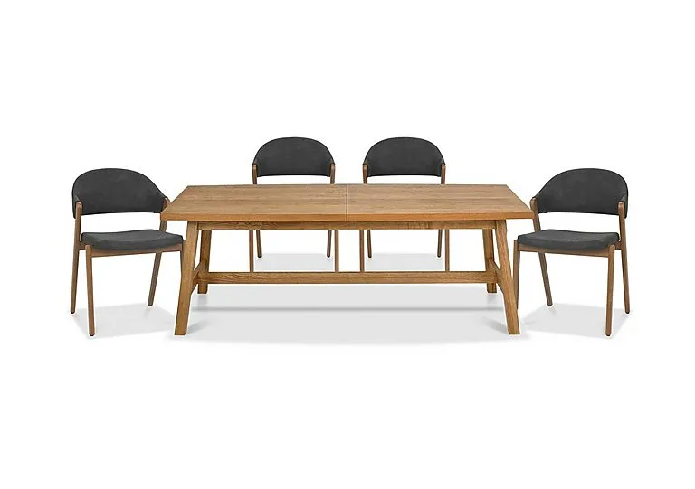 Stratford Large Extending Dining Table with 4 Fabric Chairs - Dark Grey