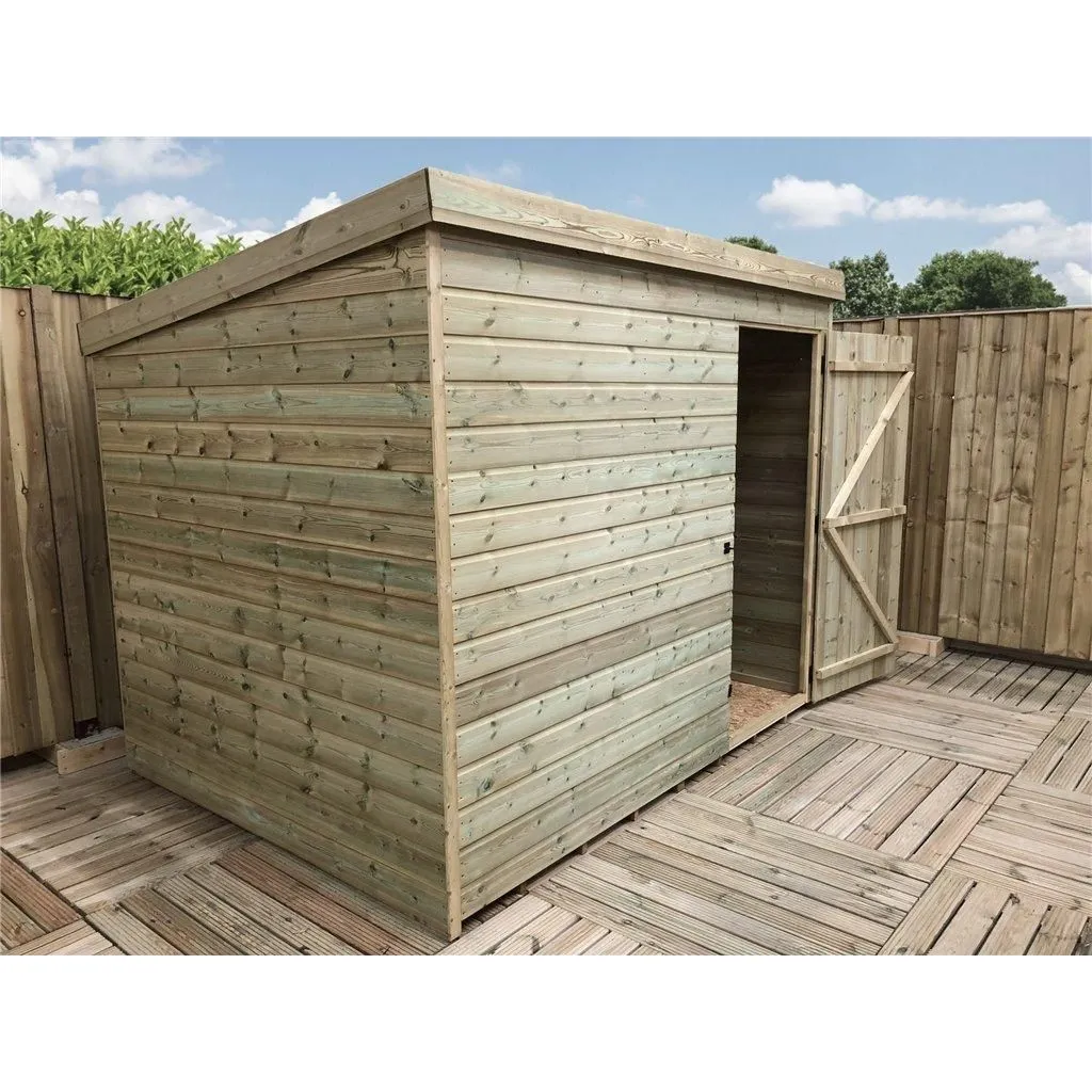 Marlborough 8 x 4 Pressure Treated Pent Garden Shed with Single Door in Natural 3