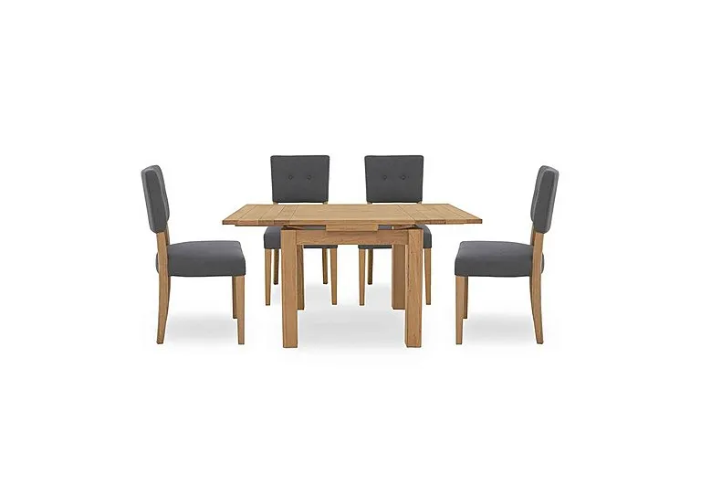 Augusta Draw Leaf Extending Dining Table and 4 Open Back Upholstered Chairs - Anthracite